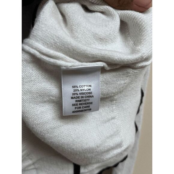 Elle Womens Pullover Crew Neck Beaded Front Stretchy Sweater Beige Sz L - Picture 6 of 6